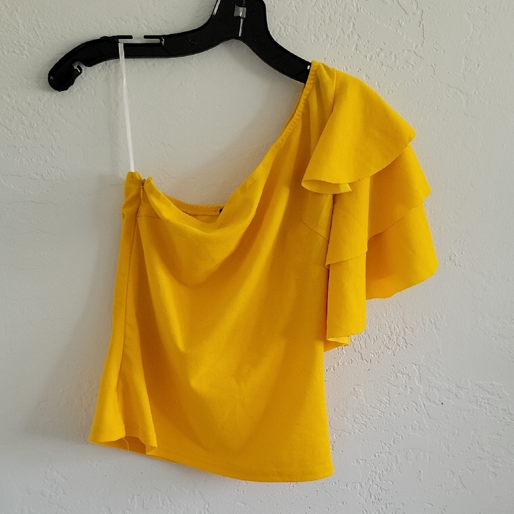 Shein One Shoulder Yellow Blouse